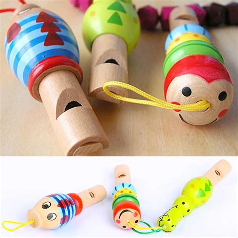 Cartoon Animal Wooden Whistle Hanging Music Instrument Kids