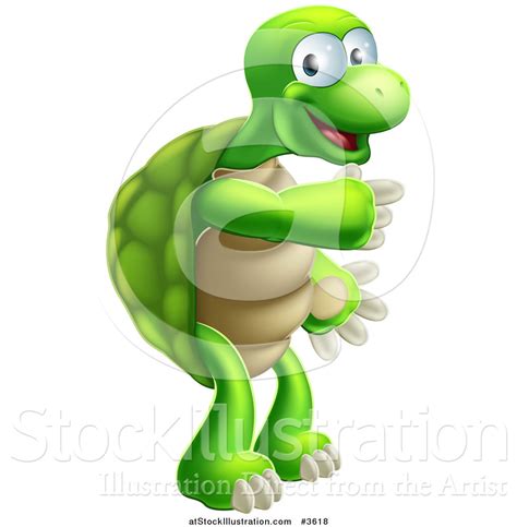 Vector Illustration Of A Happy Tortoise Standing And Pointing By