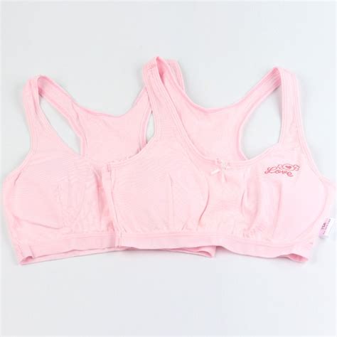 Young Girls First Training Bra Pink White Cotton Solid One Piece