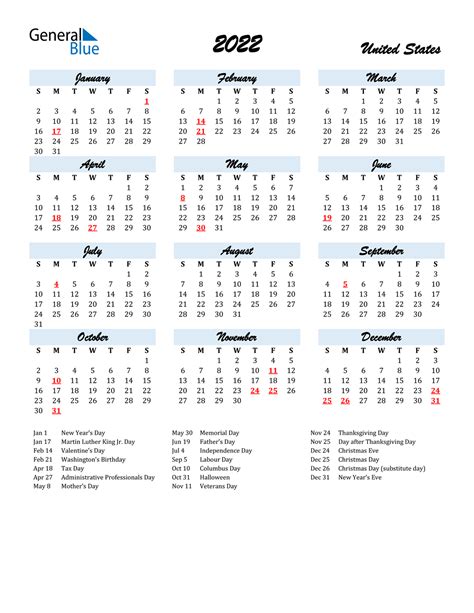 2022 Monthly Calendar With Us Holidays Free Printable Templates Free