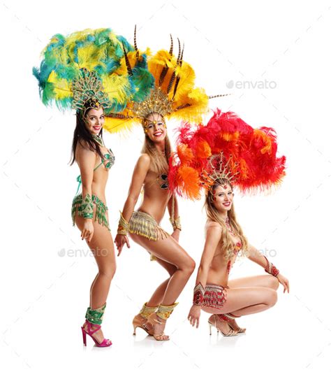 Brazilian Women Dancing Samba Over White Background Stock Photo By Macniak