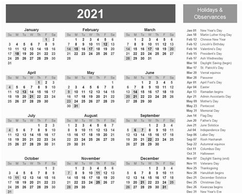 Printable 2021 Calendar With Holidays In 2020 Printable Intended For