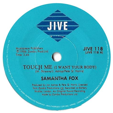 Samantha Fox Touch Me I Want Your Body 1986 Vinyl Discogs