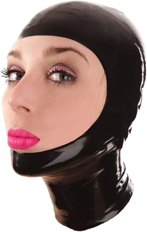 Amazon Com Exlatex Latex Hood Mask Unisex Costume Hood With Face Opening Latex Mask Frolic