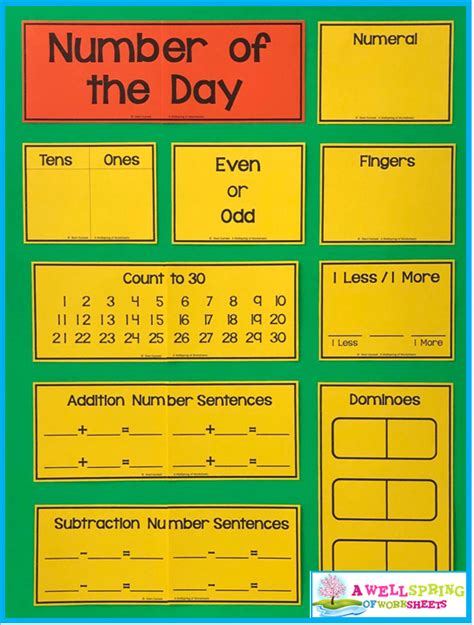 Number Of The Day 1st Grade Templates Worksheets
