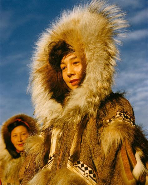 An Inuit Woman Who Won The Miss Arctic Circle 1955 Title Displays Her