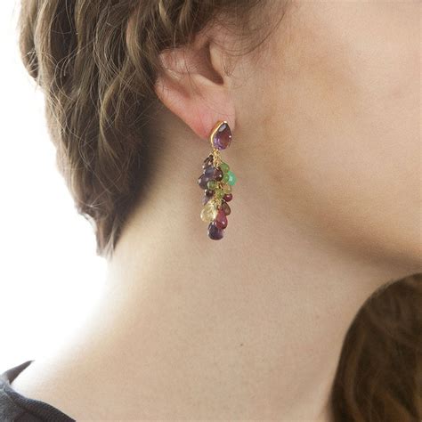 Multicoloured Gemstone Drop Earrings By Rochejewels