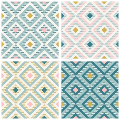 Abstract Geometry In Retro Colors Diamond Shapes Geo Pattern Stock