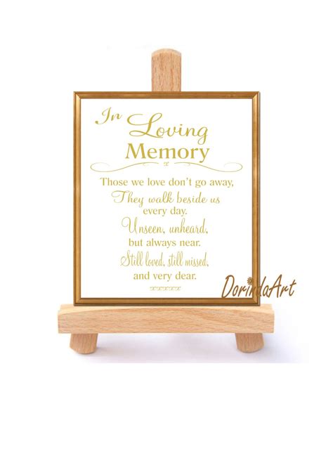 Gold Wedding Memorial Table In Loving Memory Printable Custom