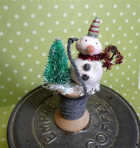 Tiny Antique Spool Snowman By Catandfiddlefolk On Etsy Snowmen Spool