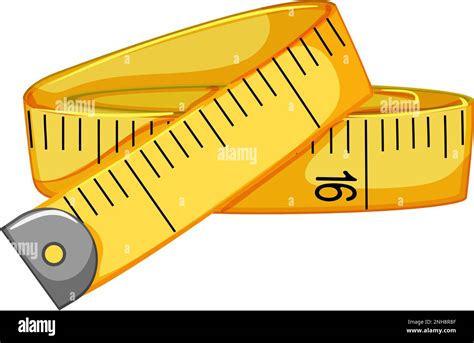 Inch Yellow Measuring Tape Cartoon Vector Illustration Stock Vector