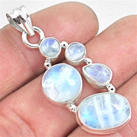 925 Sterling Silver 1283cts Natural Rainbow Moonstone Pendant Jewelry
