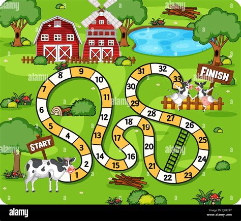 A Farm Boardgame Template Illustration Stock Vector Image And Art Alamy