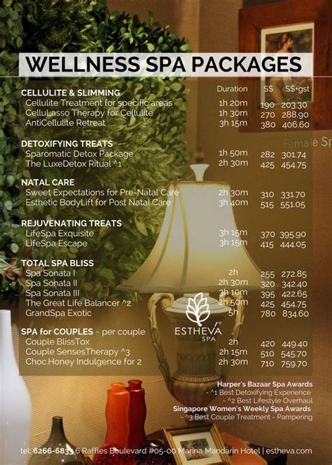 Spa Packages Singapore Best Luxury Spa Treatments Estheva Spa Spa Menu Spa Packages