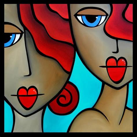 Faces1215 3030 Original Abstract Art Painting Sister Act