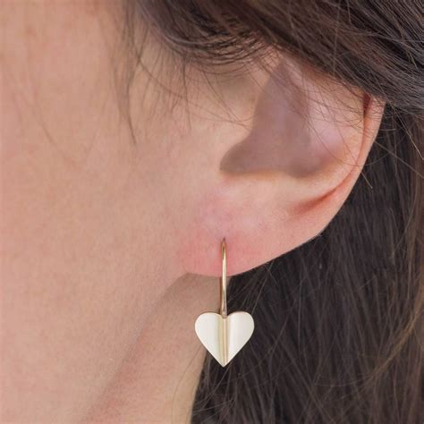 love grows 9ct gold heart drop earrings by louise mary