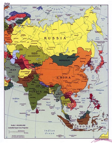 Mapa Politico Grande De Asia Con Las Principales Ciudades Y Capitales