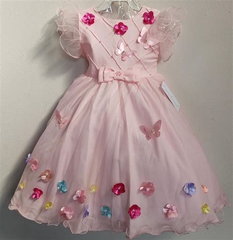 Vestido Infantil Rosa Peito Nervura Aplique Borboletas Flor Rosa