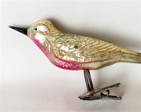 1920s Antique German Clip On Bird Christmas Ornament Large Songbird