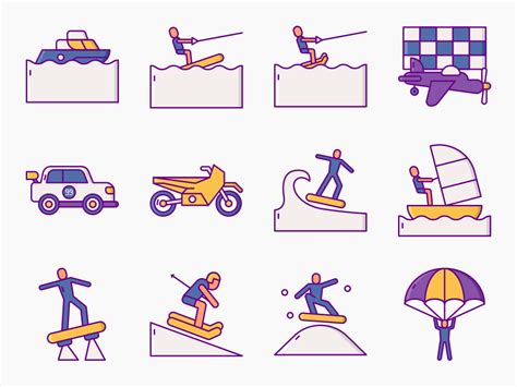 90 Extreme Sports Icon Set Flat Icons