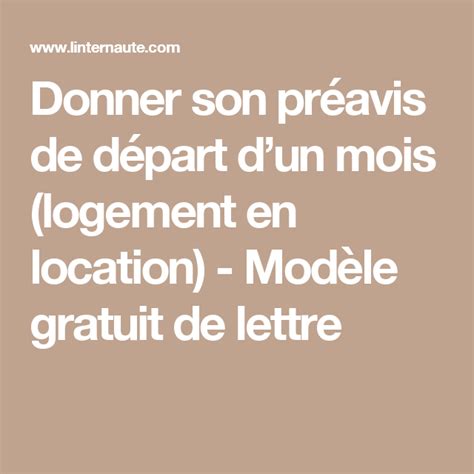 Exemple de lettre de résiliation pour un bail avec préavis de 3 mois. Donner son préavis de départ d'un mois pour un logement en ...