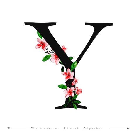 Premium Vector Alphabet Letter Y Watercolor Floral Background