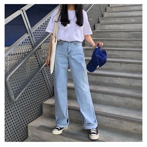 Hot Sale 2019 Fashion Spring Korean Style High Waist Jeans Loose Women