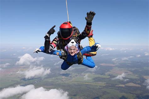 Skydiving Tandem Jump Two People Are In The Sky Stock Image Image