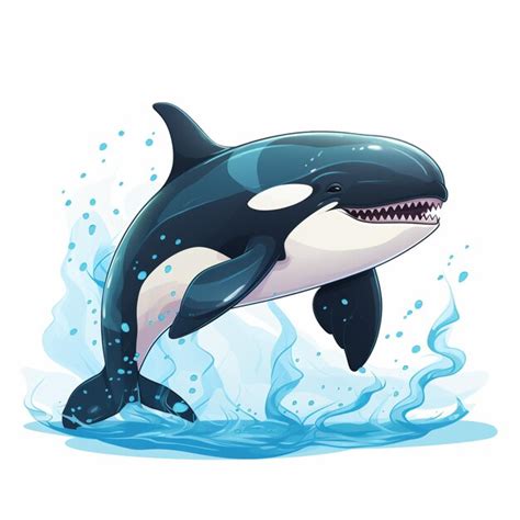 Premium Ai Image Cartoon Illustration Of A Killer Whale Jumping Out