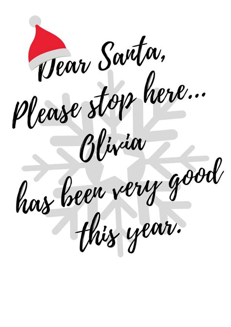 Santa Stop Here Christmas Print Personalised Childrens Etsy