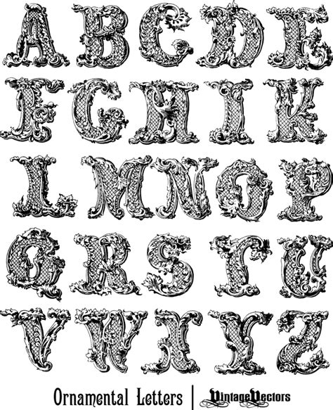 Decorative Ornamental Letters Of The English Alphabet Freevectors