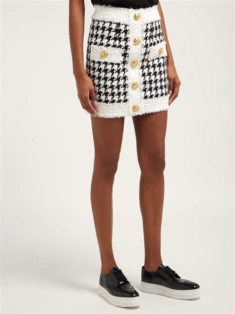 Houndstooth Tweed Mini Skirt Balmain Matchesfashioncom Au
