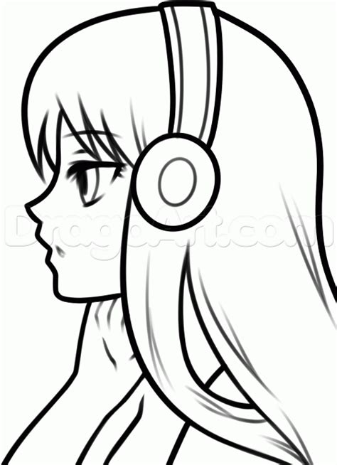 Drawing an anime girl's hair is not an easy thing to draw. How to Draw an Anime Music Girl, Step by Step, Anime ...