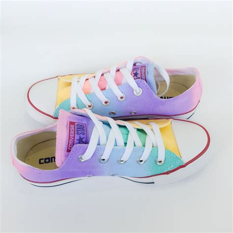 Pastel Rainbow Low Top Converse Intellexual Design Kawaii Shoes