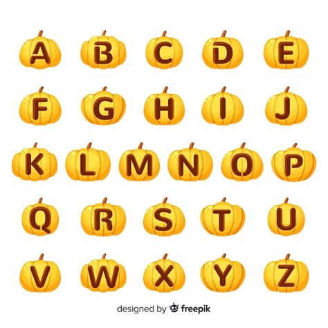 Halloween Pumpkin Carved With Letters Alphabet Free Vector