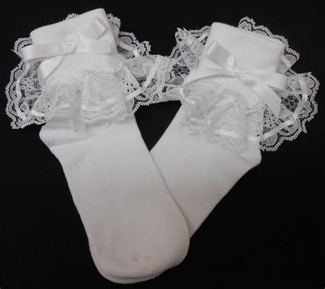 Lacy Socks With White Ribbon Size Medium Etsy