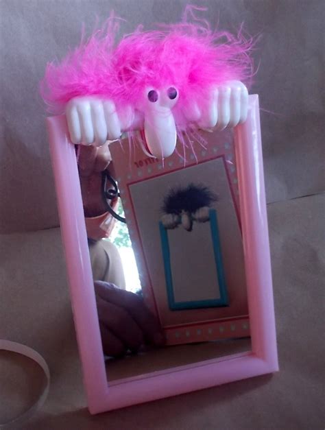 1980s Framed Mirror W Funny Fuzzy Face Looking Over Edge Etsy