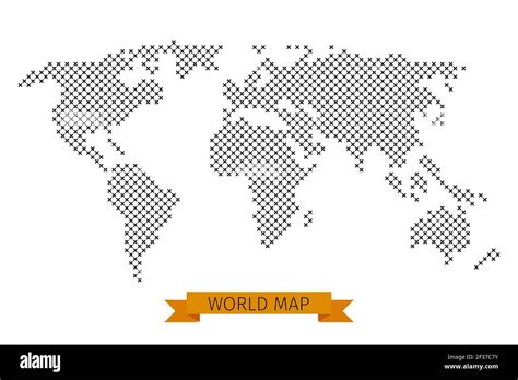 Vector World Map Cross Dot Global Map For Cartography Template Map