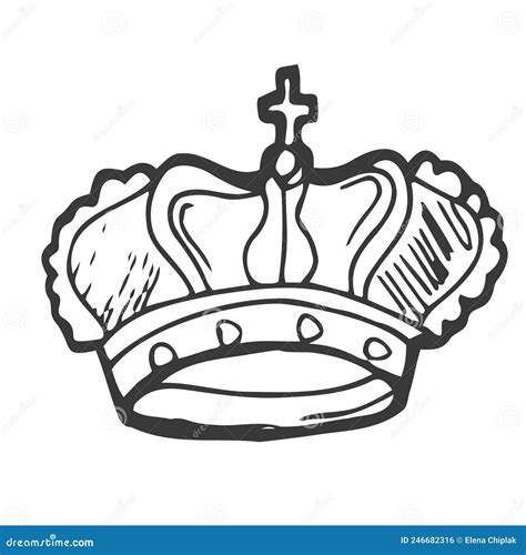Hand Drawn Vector Crown Luxury Crowns Sketch Queen Or King Coronation