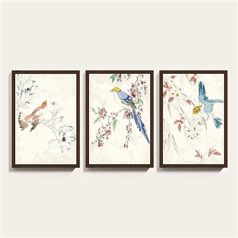 Chinoiserie Bird Watercolor Framed Art Print Series Framed Art Prints