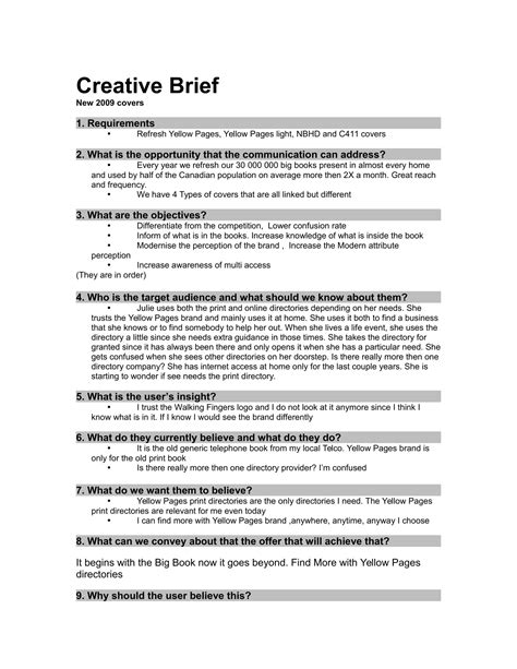 Sample Creative Brief Template