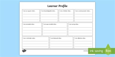 pyp individual learner profile worksheet teacher made