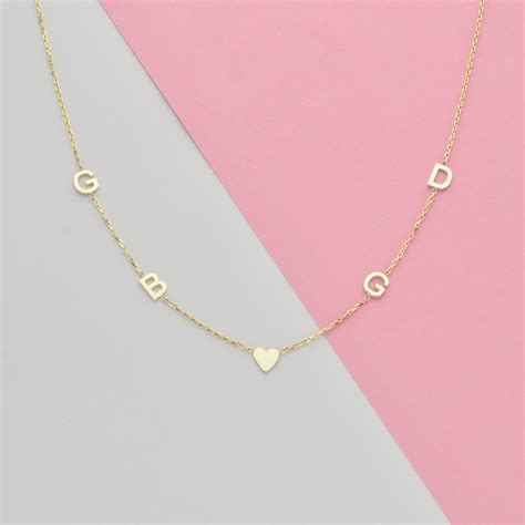 14k Solid Gold Initial Necklace Sideways Initial Necklace Personalized Jewelry Personalized