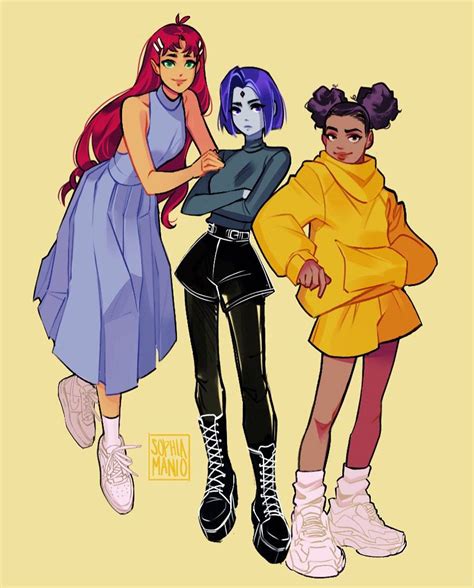 starfire raven and bumblebee by sophia manio scrolller