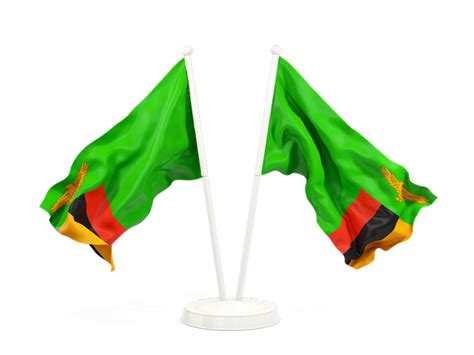 Two Waving Flags Illustration Of Flag Of Zambia