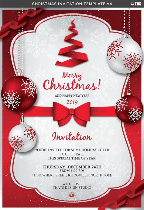 Paper And Party Supplies Holiday Party Invite Editable Invitation Template Printable Christmas