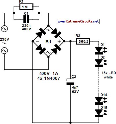 Create electronic circuit diagrams online in your browser with the circuit diagram web editor. Mains Powered White LED Lamp Circuit Diagram