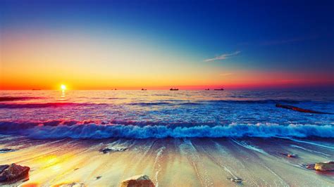 Sunset Sands Summer Shore Beautiful Sky Sunrise Water Ocean Beach