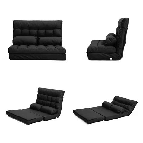 Double Seated Black Gemini Leather Sofa Bed Dreamo Living