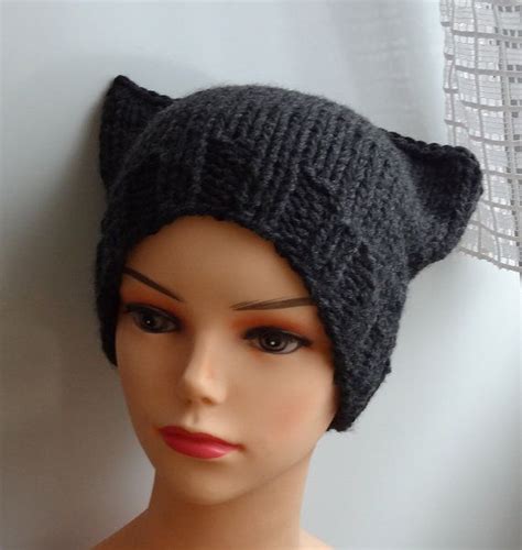 Cat Ears Hat Cat Beanie Chunky Knit Winter Accessories Animals Hat Cat